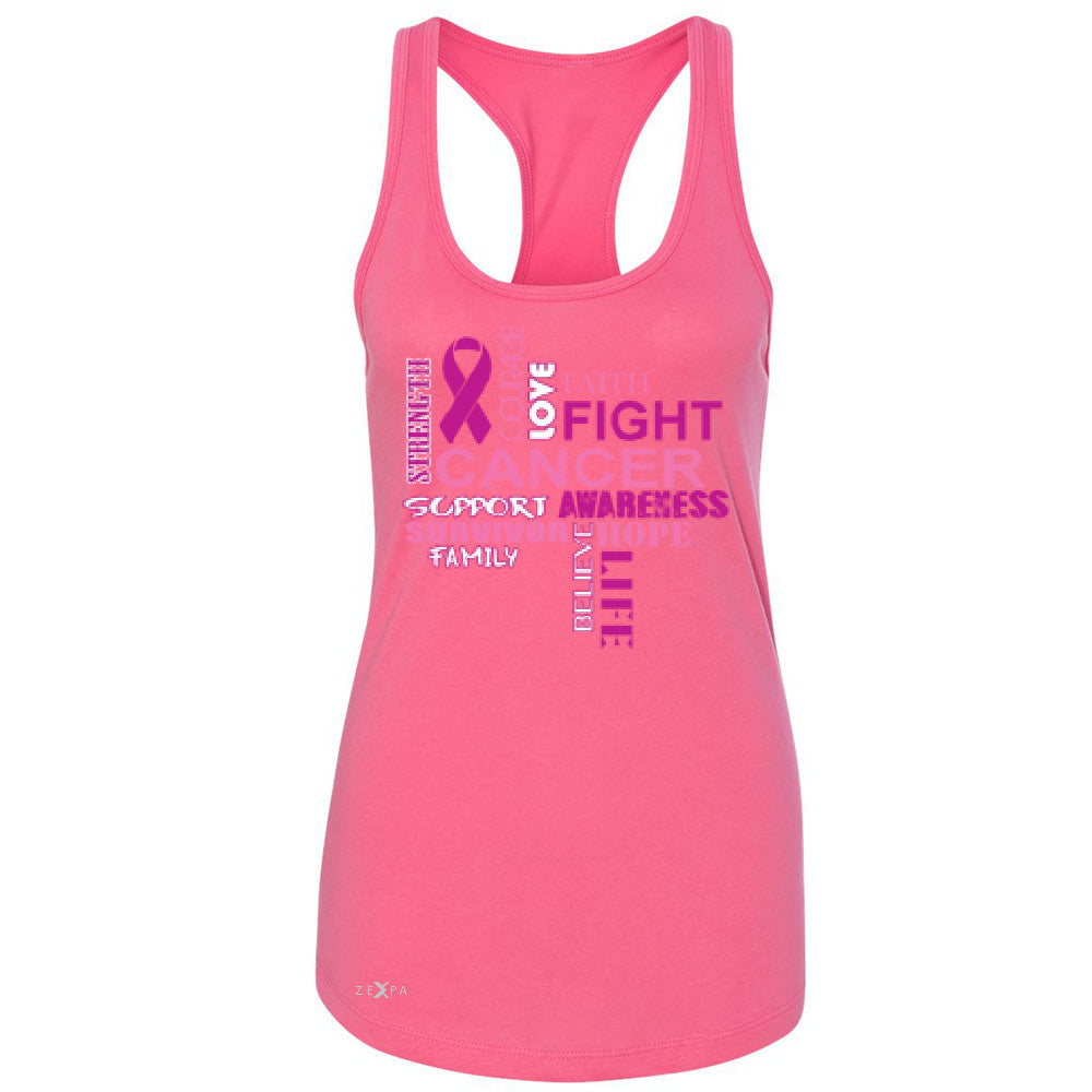 Love Fight Cancer Words Women's Racerback Breast Cancer Awareness Sleeveless - Zexpa Apparel - 2