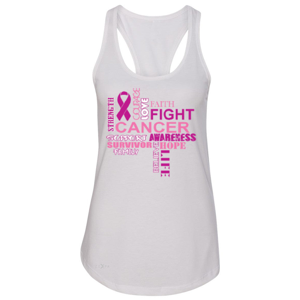 Love Fight Cancer Words Women's Racerback Breast Cancer Awareness Sleeveless - Zexpa Apparel - 4