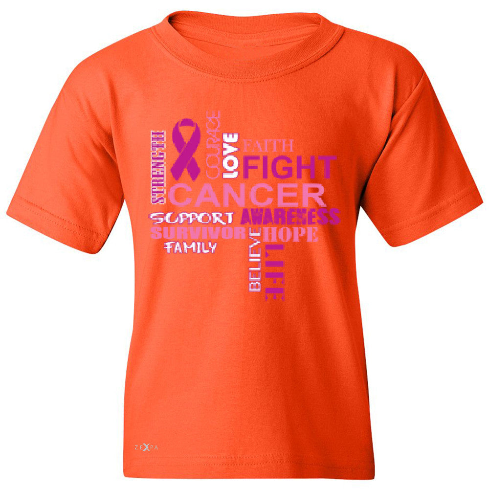 Love Fight Cancer Words Youth T-shirt Breast Cancer Awareness Tee - Zexpa Apparel - 2