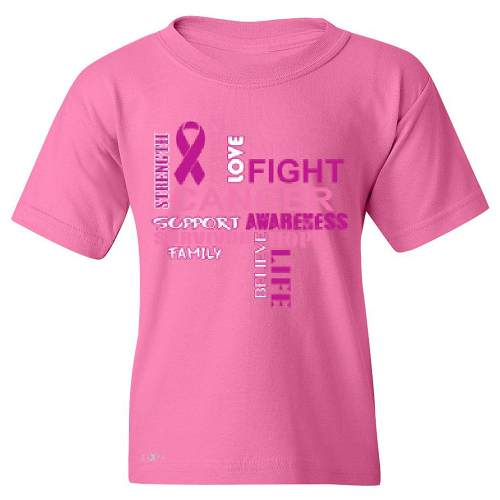 Love Fight Cancer Words Youth T-shirt Breast Cancer Awareness Tee - Zexpa Apparel - 3