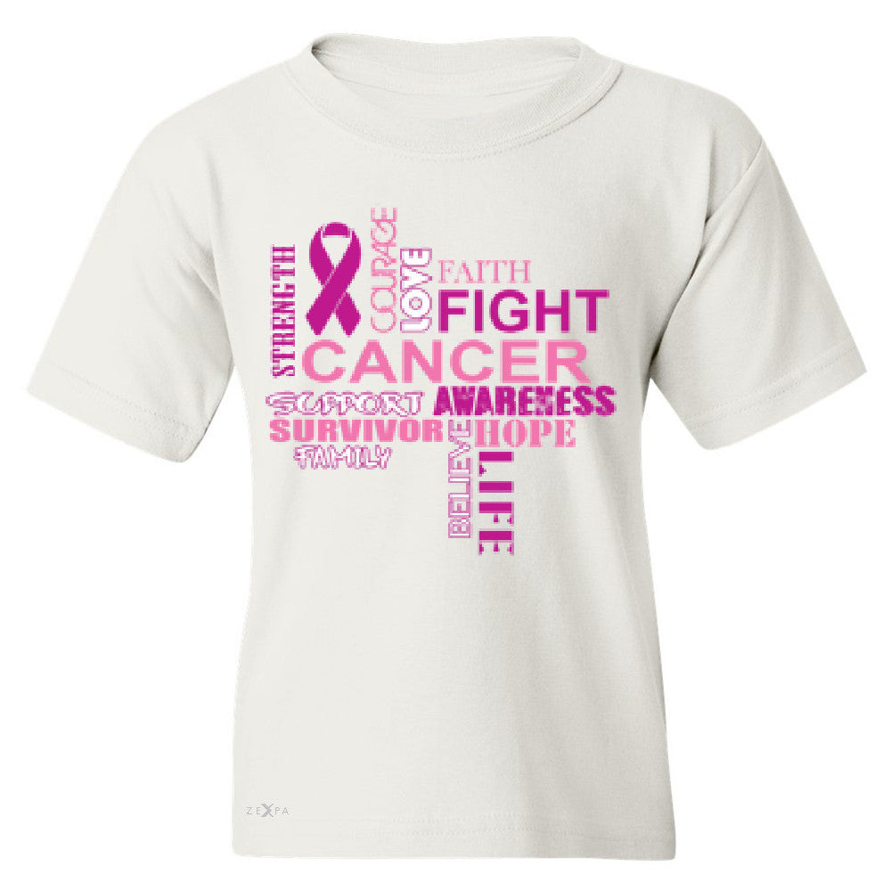 Love Fight Cancer Words Youth T-shirt Breast Cancer Awareness Tee - Zexpa Apparel - 5