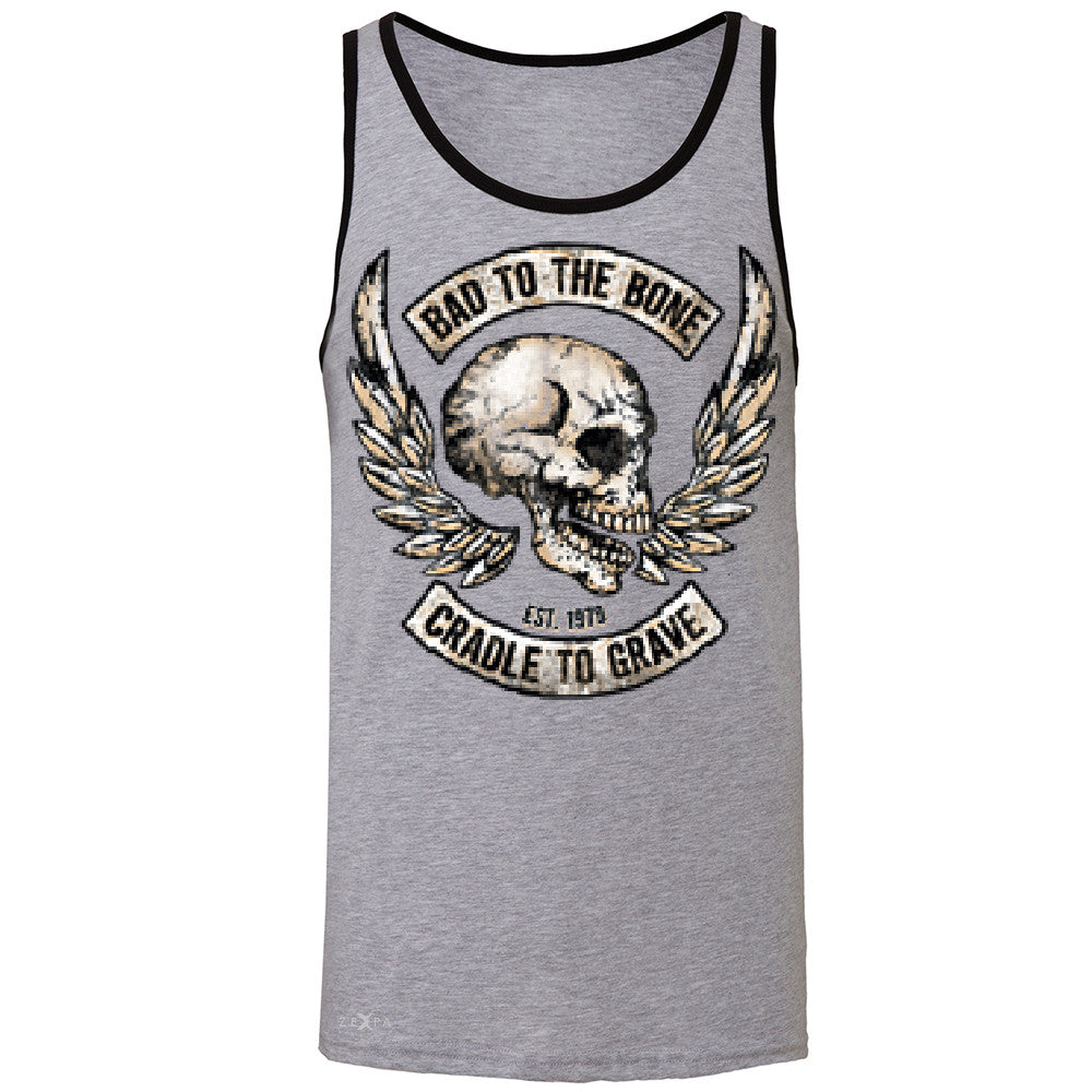 Bad To The Bone Cradle To Grave Men's Jersey Tank Biker Sleeveless - Zexpa Apparel Halloween Christmas Shirts