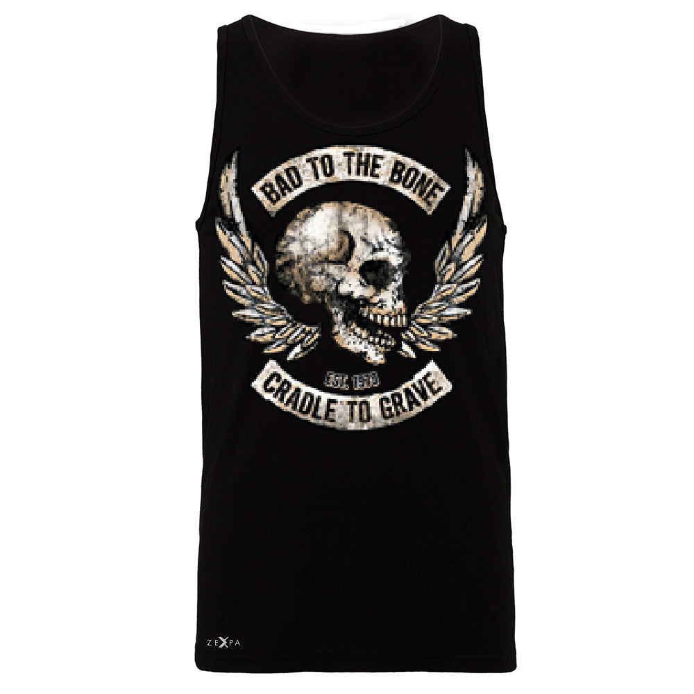 Bad To The Bone Cradle To Grave Men's Jersey Tank Biker Sleeveless - Zexpa Apparel Halloween Christmas Shirts