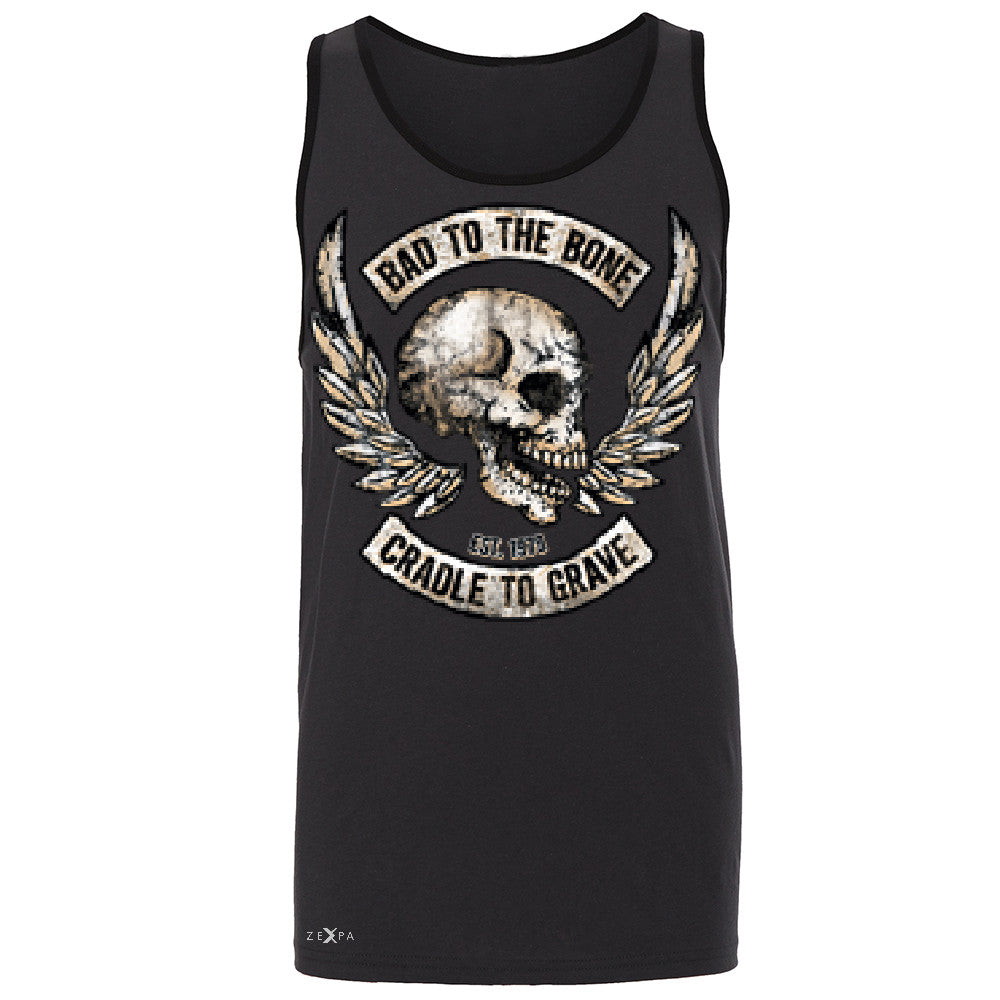 Bad To The Bone Cradle To Grave Men's Jersey Tank Biker Sleeveless - Zexpa Apparel Halloween Christmas Shirts