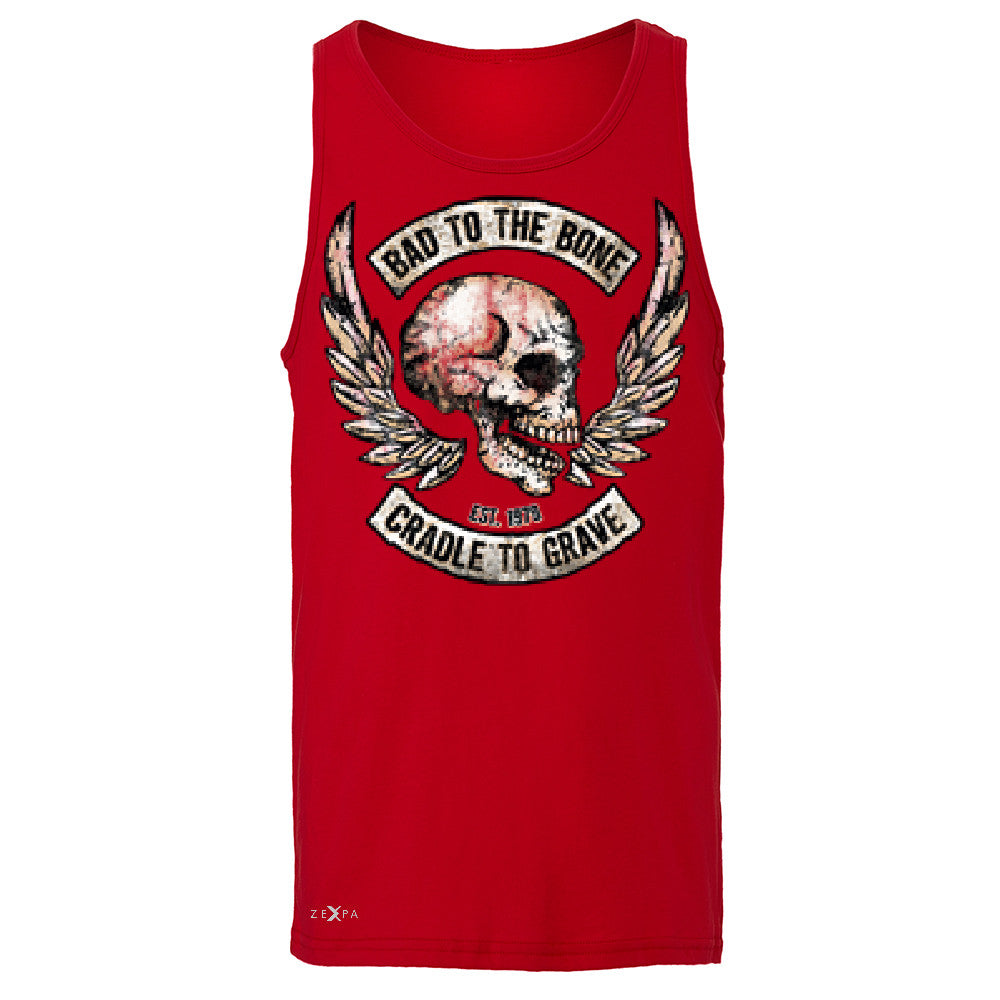 Bad To The Bone Cradle To Grave Men's Jersey Tank Biker Sleeveless - Zexpa Apparel Halloween Christmas Shirts