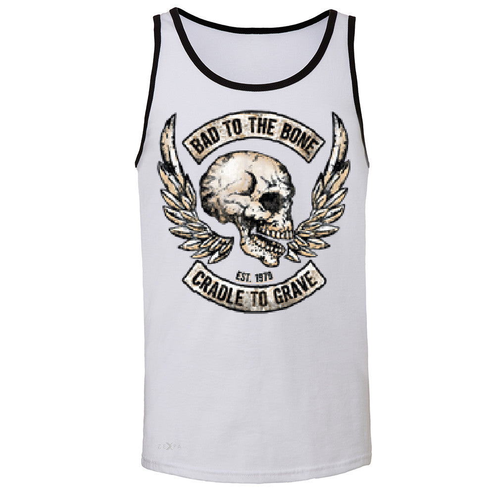 Bad To The Bone Cradle To Grave Men's Jersey Tank Biker Sleeveless - Zexpa Apparel Halloween Christmas Shirts