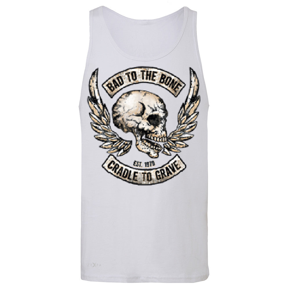 Bad To The Bone Cradle To Grave Men's Jersey Tank Biker Sleeveless - Zexpa Apparel Halloween Christmas Shirts