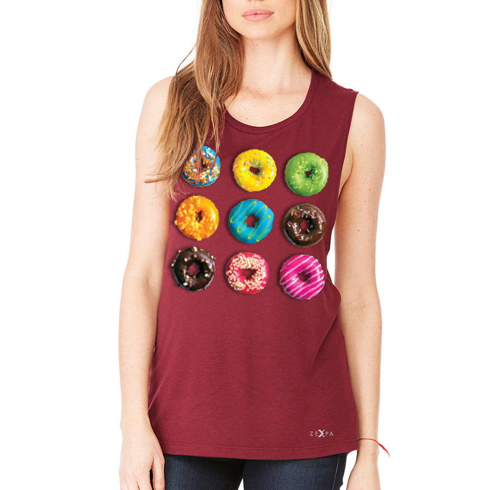 Donut Yummy Desert Women's Muscle Tee Funny Cool Tanks - Zexpa Apparel - 4