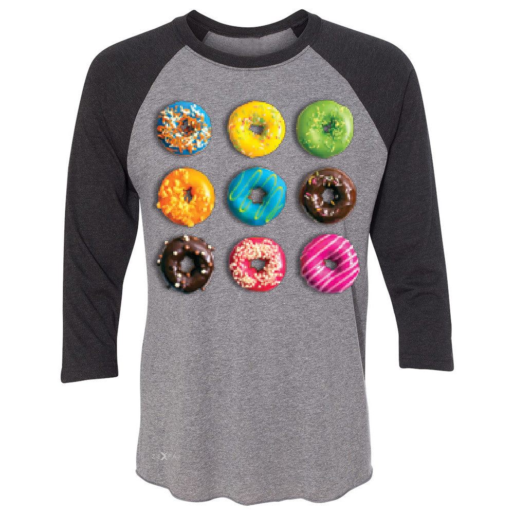 Donut Yummy Desert 3/4 Sleevee Raglan Tee Funny Cool Tee - Zexpa Apparel - 1