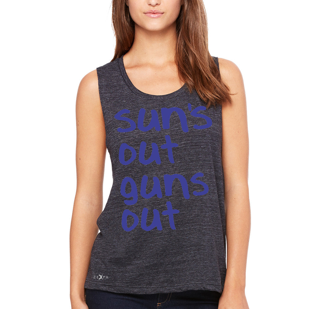 Sun's Out Guns Out Women's Muscle Tee Gym Fitness 22 Jump Street Tanks - Zexpa Apparel - 1