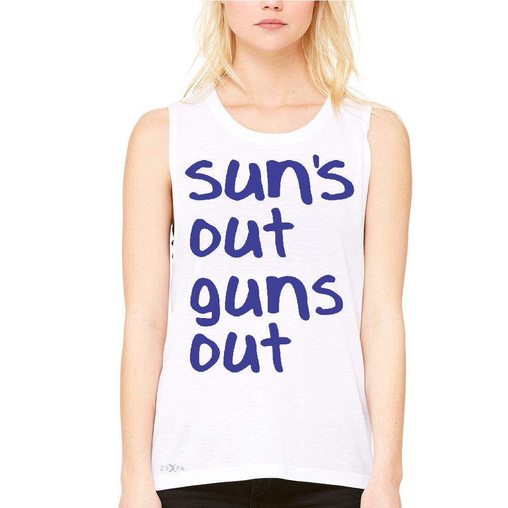 Sun's Out Guns Out Women's Muscle Tee Gym Fitness 22 Jump Street Tanks - Zexpa Apparel - 6