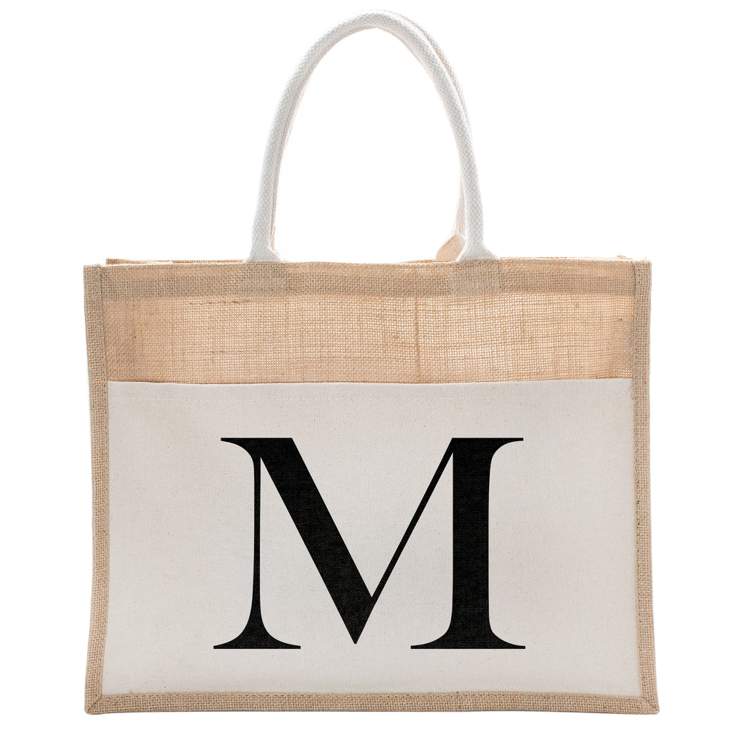 Daily Use Canvas Tote Bag With Initial For Beach Workout Yoga Vacation Gym | Luxury Totes Gift for Christmas Events and Parties