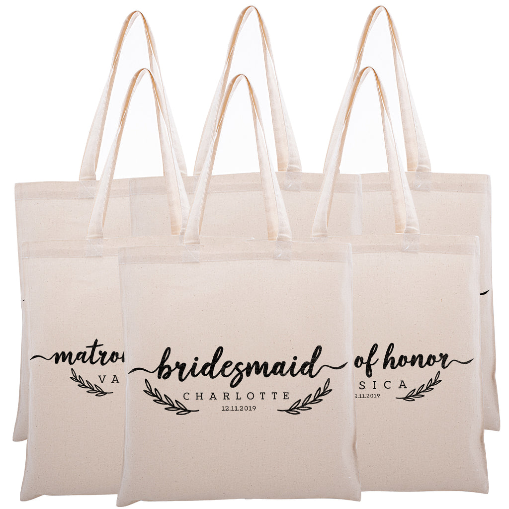 Personalized Tote Bag For Bridesmaids Wedding | Customized Bachelorette Party Bag | Baby Shower and Events Totes |Design #13