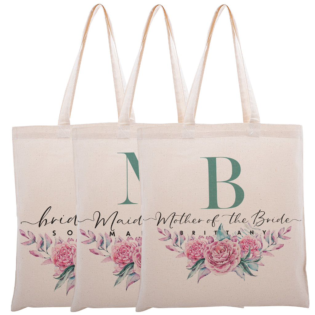 Personalized Tote Bag For Bridesmaids Wedding | Customized Bachelorette Party Bag | Baby Shower and Events Totes |Design #9