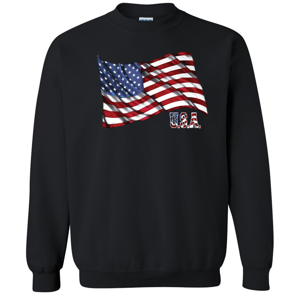 USA Waving Flag Unisex Crewneck Patriotic 4th Fourth Of July Sweatshirt - Zexpa Apparel