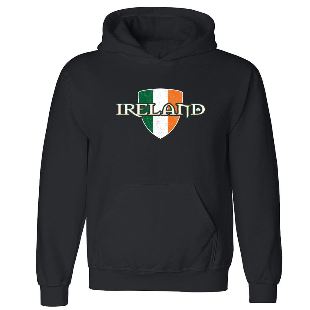 Zexpa Apparelâ„¢ Ireland Shield Flag Unisex Hoodie Irish St. Patrick Day Hooded Sweatshirt