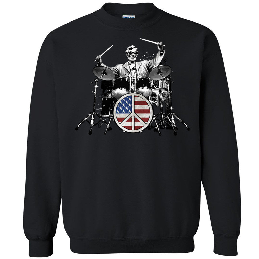 Zexpa Apparelâ„¢ Music 101 Abraham Lincoln The Drummer Unisex Crewneck Patriotic Sweatshirt - Zexpa Apparel Halloween Christmas Shirts