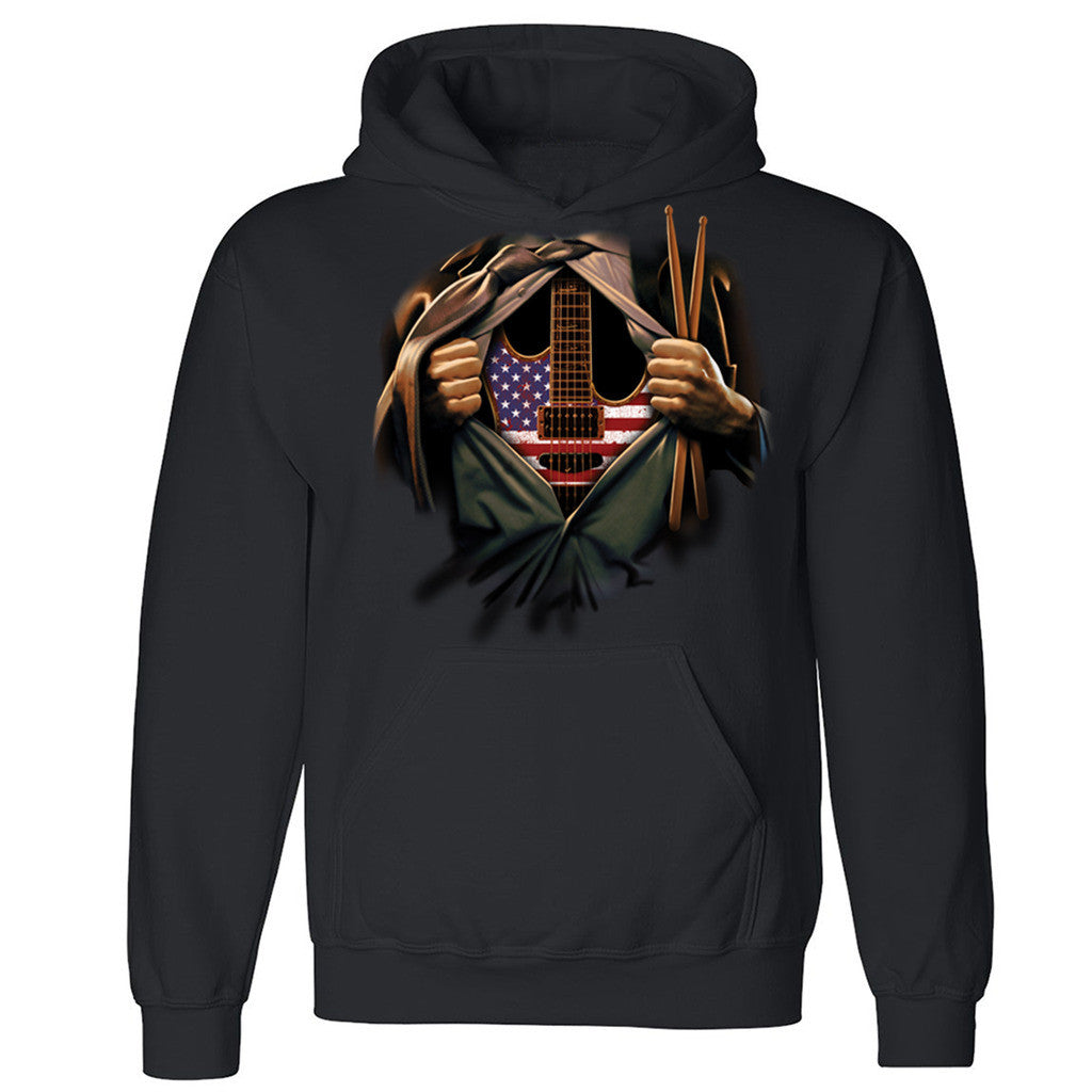 Zexpa Apparelâ„¢ Music In Me Unisex Hoodie Drummer Guitarist Musician USA Flag Hooded Sweatshirt - Zexpa Apparel Halloween Christmas Shirts