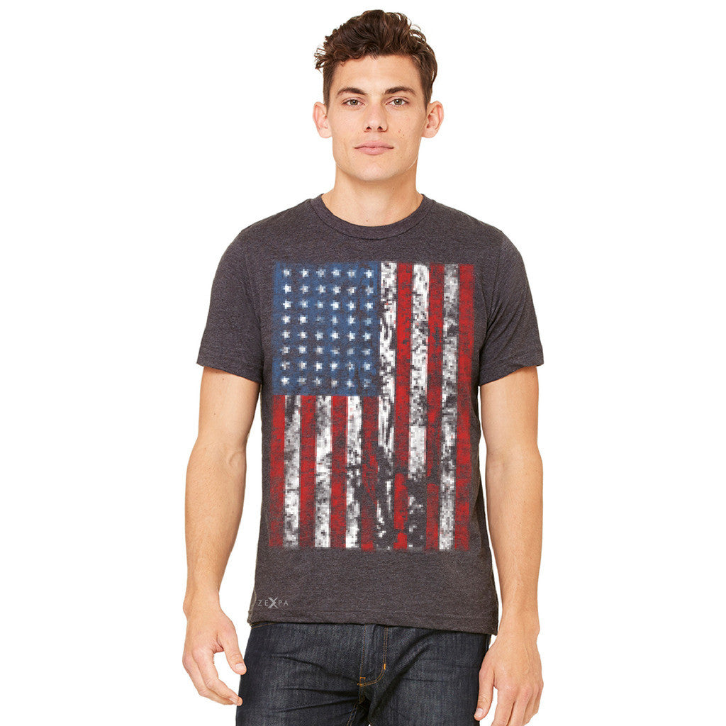 Distressed USA Flag 4th of July Men's T-shirt Patriotic Tee - Zexpa Apparel Halloween Christmas Shirts