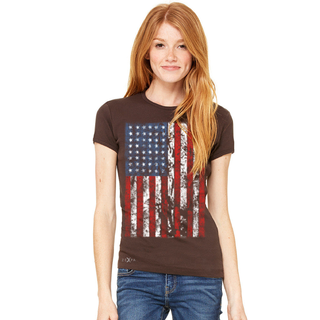 Distressed USA Flag 4th of July Women's T-shirt Patriotic Tee - Zexpa Apparel Halloween Christmas Shirts