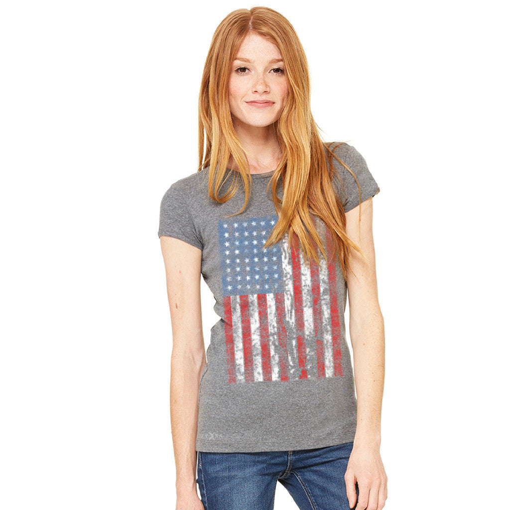 Distressed USA Flag 4th of July Women's T-shirt Patriotic Tee - zexpaapparel - 3