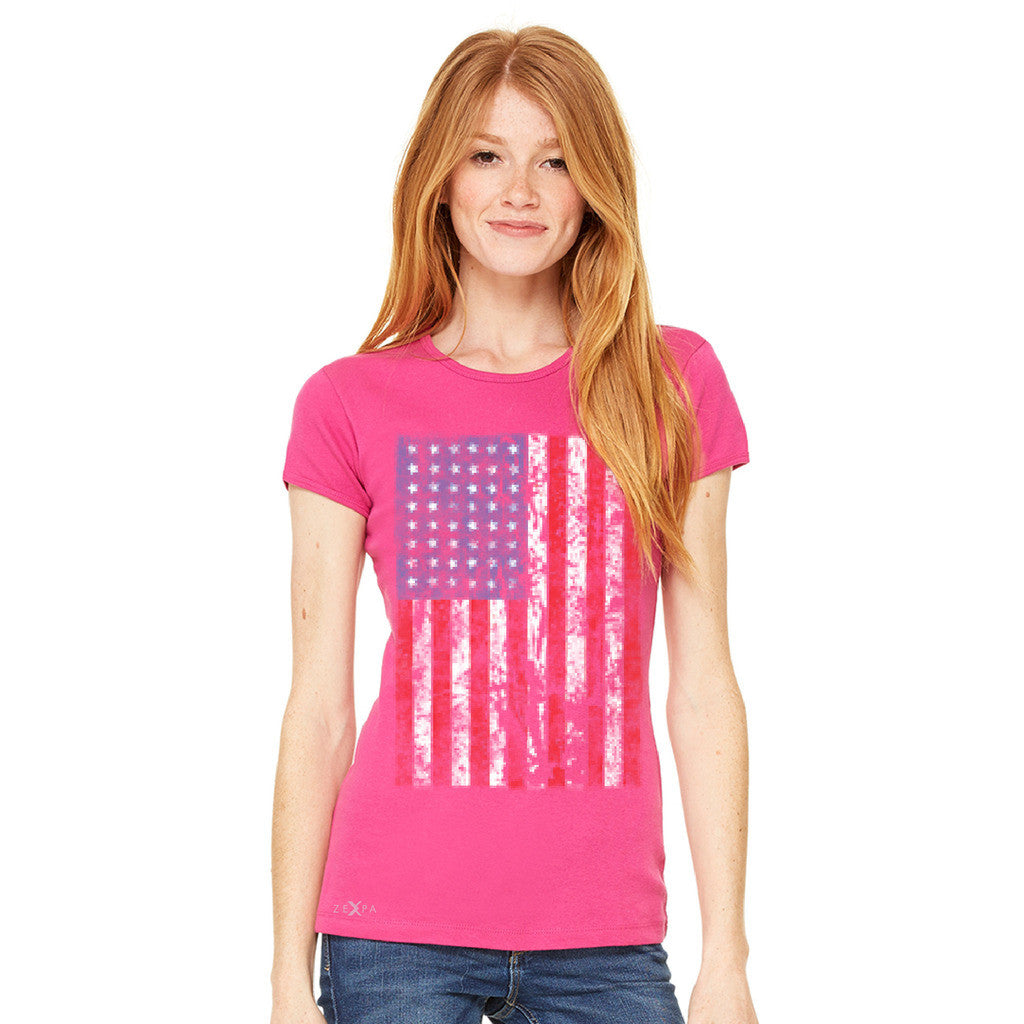 Distressed USA Flag 4th of July Women's T-shirt Patriotic Tee - Zexpa Apparel Halloween Christmas Shirts