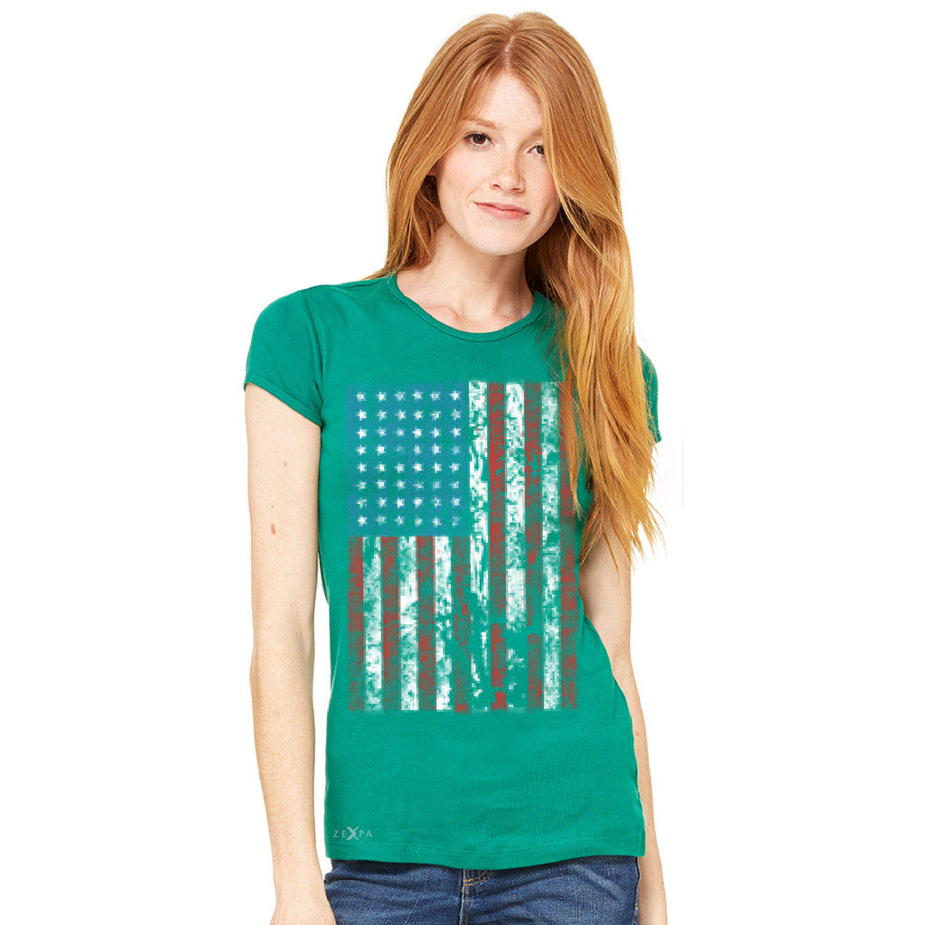 Distressed USA Flag 4th of July Women's T-shirt Patriotic Tee - Zexpa Apparel Halloween Christmas Shirts