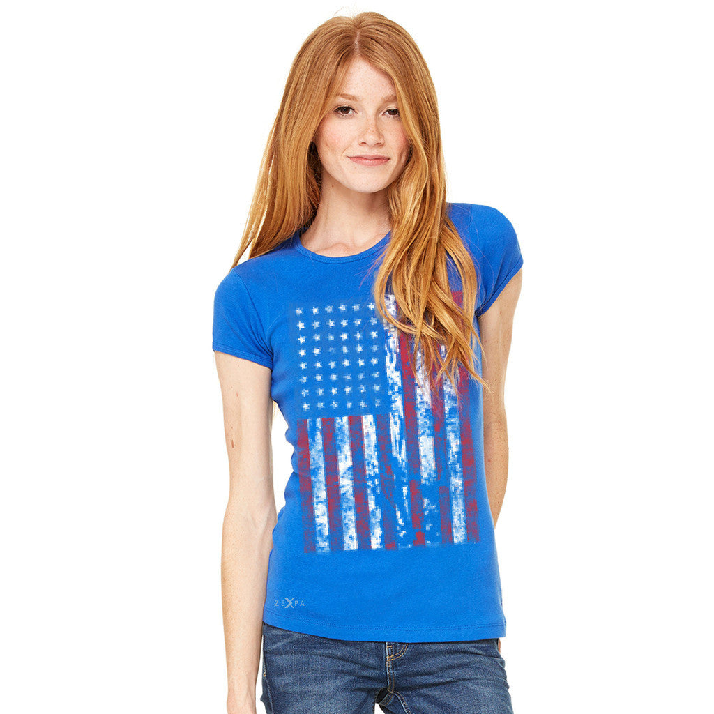 Distressed USA Flag 4th of July Women's T-shirt Patriotic Tee - Zexpa Apparel Halloween Christmas Shirts