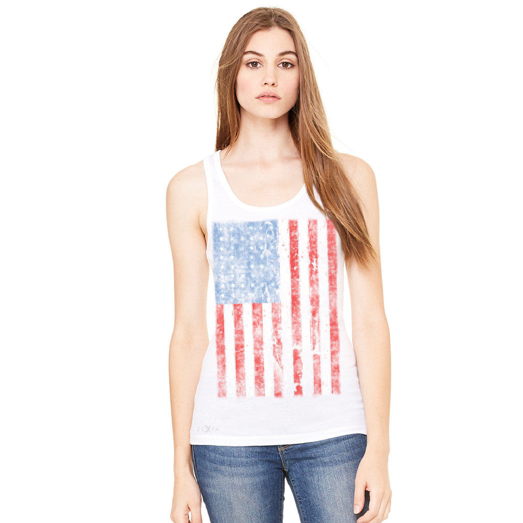 Distressed USA Flag 4th of July Women's Tank Top Patriotic Sleeveless - Zexpa Apparel Halloween Christmas Shirts