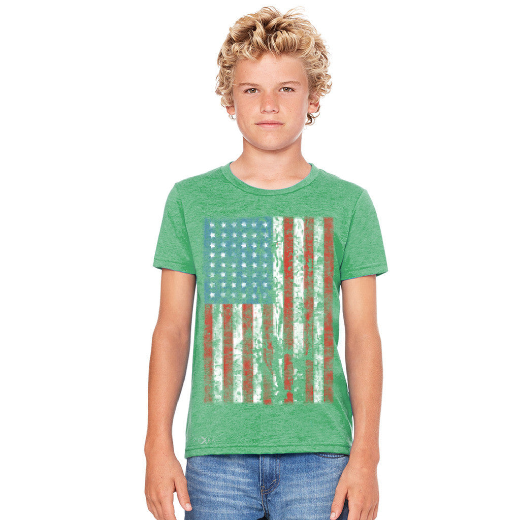 Distressed USA Flag 4th of July Youth T-shirt Patriotic Tee - Zexpa Apparel Halloween Christmas Shirts