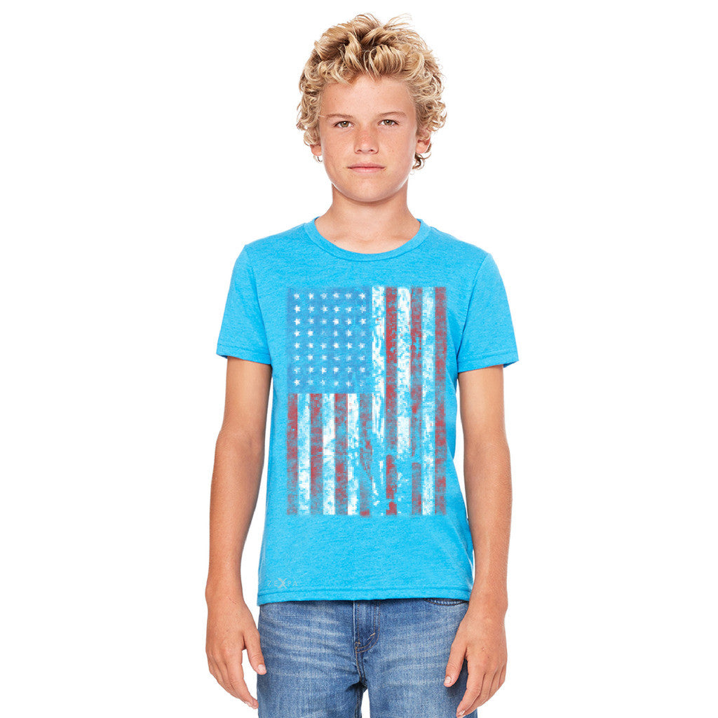 Distressed USA Flag 4th of July Youth T-shirt Patriotic Tee - Zexpa Apparel - 4