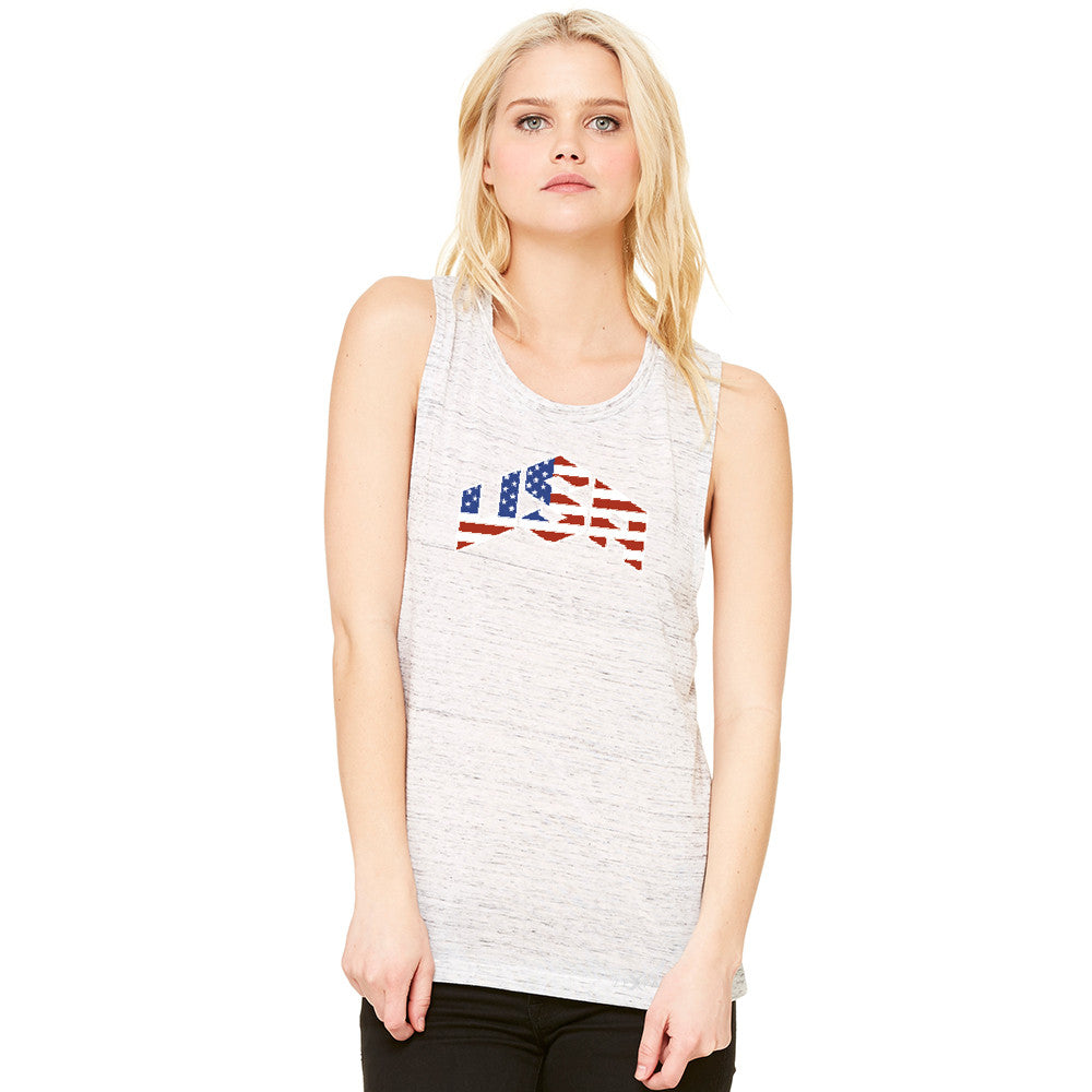 USA Basketball Team Logo Olympics Women's Muscle Tee Patriotic Sleeveless - zexpaapparel - 3