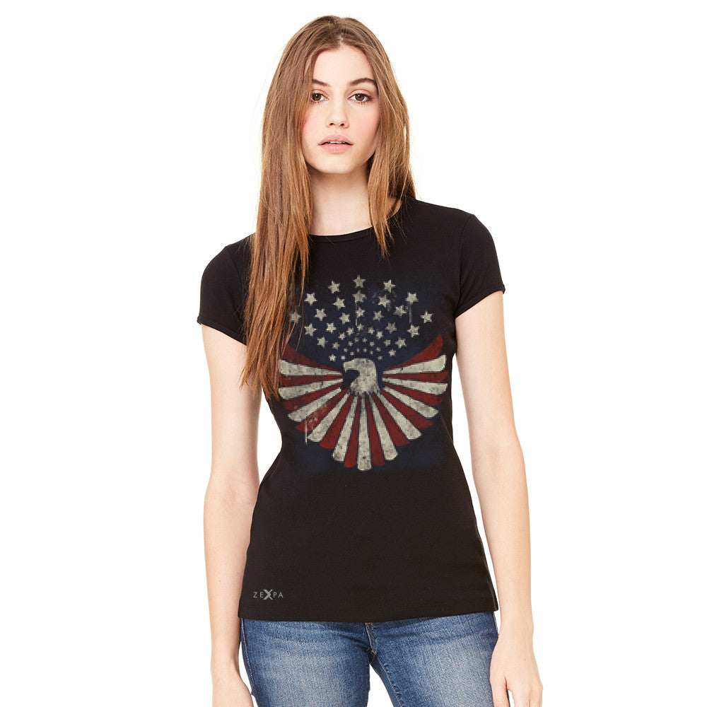 American Bald Eagle USA Vintage Flag Women's T-shirt Patriotic Tee - Zexpa Apparel Halloween Christmas Shirts