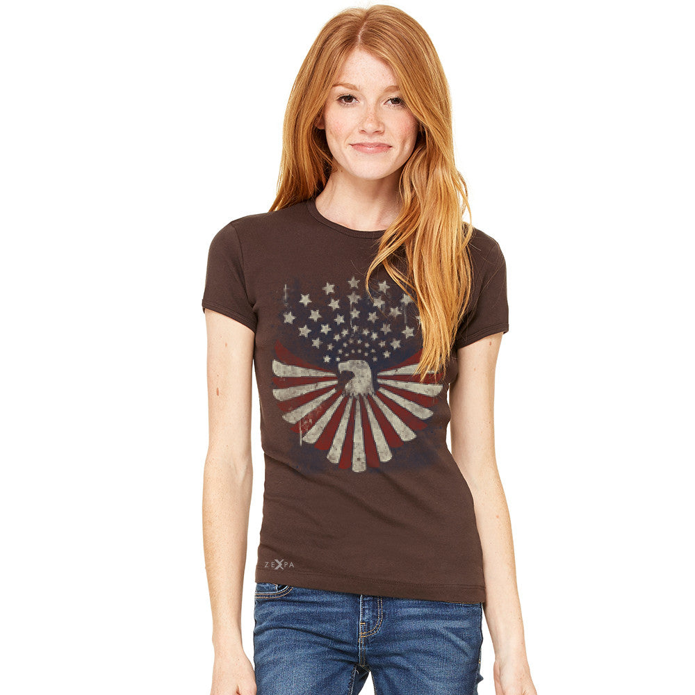 American Bald Eagle USA Vintage Flag Women's T-shirt Patriotic Tee - Zexpa Apparel Halloween Christmas Shirts