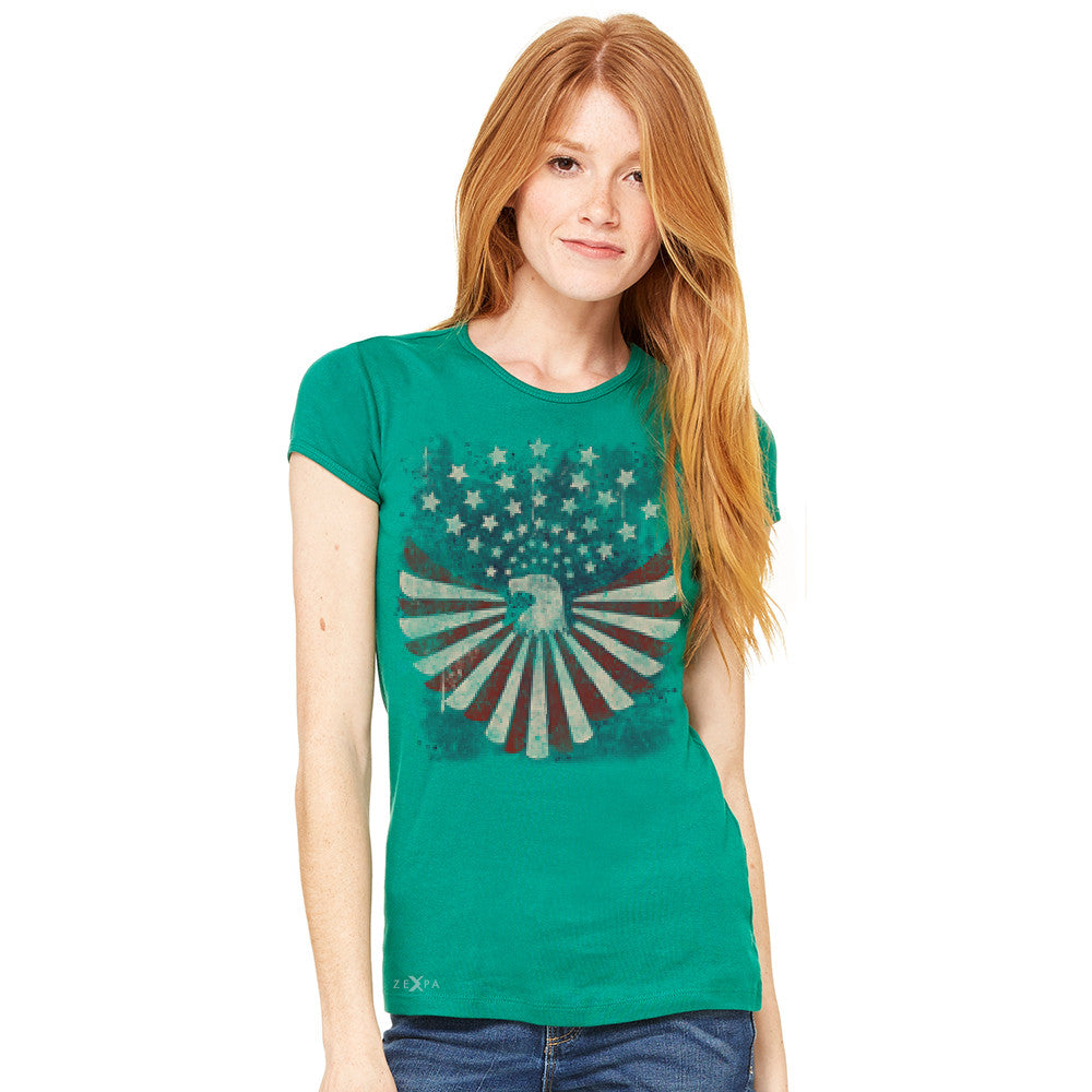 American Bald Eagle USA Vintage Flag Women's T-shirt Patriotic Tee - Zexpa Apparel Halloween Christmas Shirts