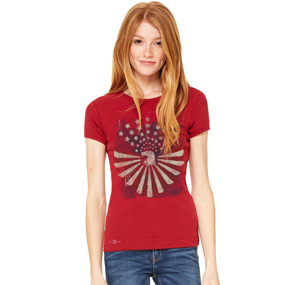 American Bald Eagle USA Vintage Flag Women's T-shirt Patriotic Tee - Zexpa Apparel Halloween Christmas Shirts