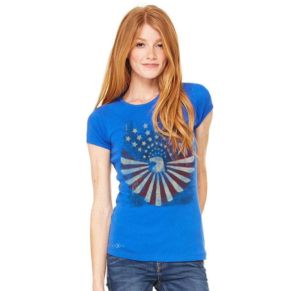 American Bald Eagle USA Vintage Flag Women's T-shirt Patriotic Tee - Zexpa Apparel Halloween Christmas Shirts