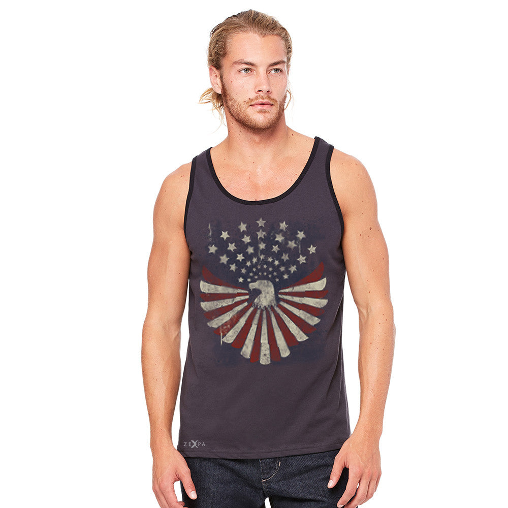 Zexpa Apparel™ American Bald Eagle USA Vintage Flag Men's Jersey Tank Patriotic Sleeveless - Zexpa Apparel Halloween Christmas Shirts