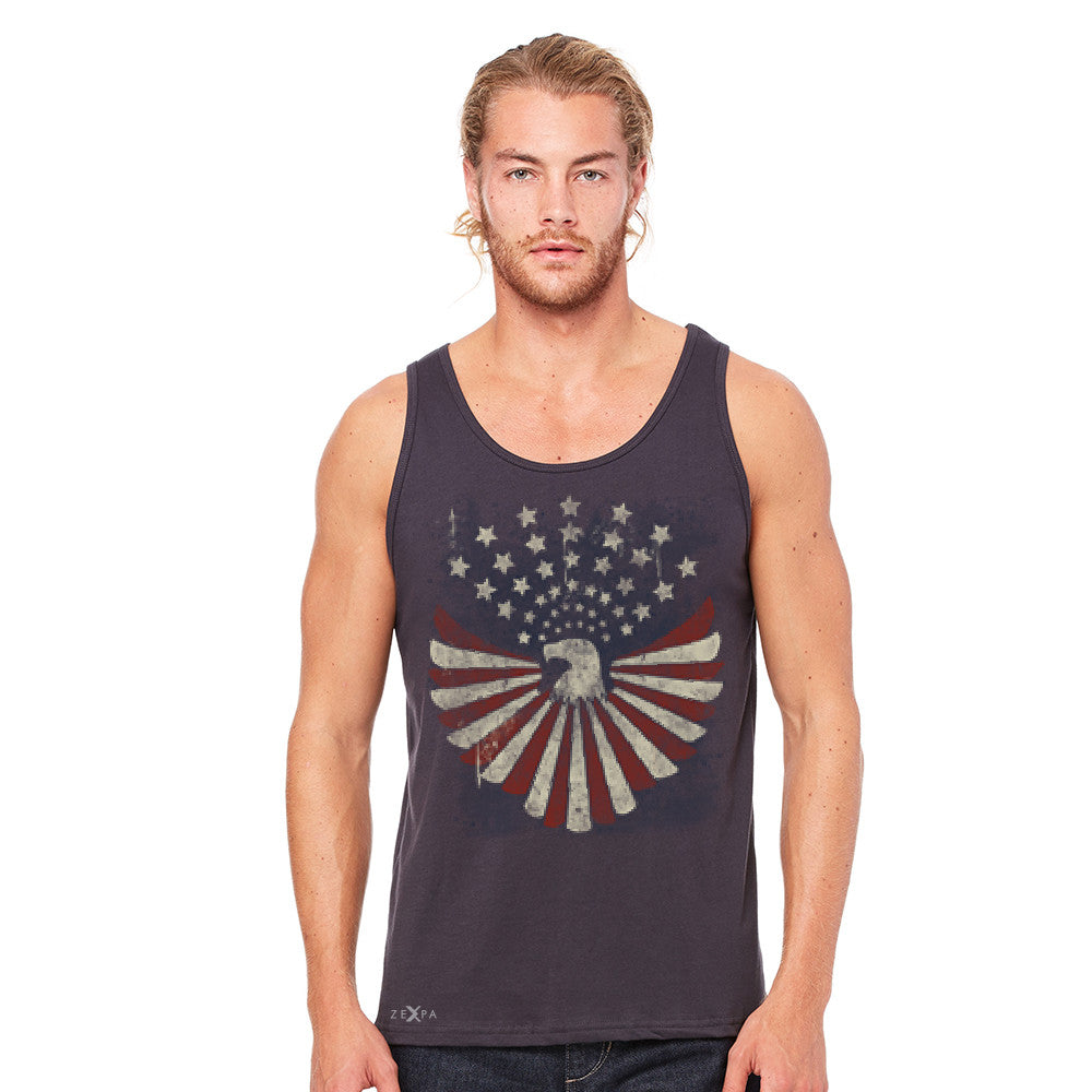 Zexpa Apparel™ American Bald Eagle USA Vintage Flag Men's Jersey Tank Patriotic Sleeveless - Zexpa Apparel Halloween Christmas Shirts