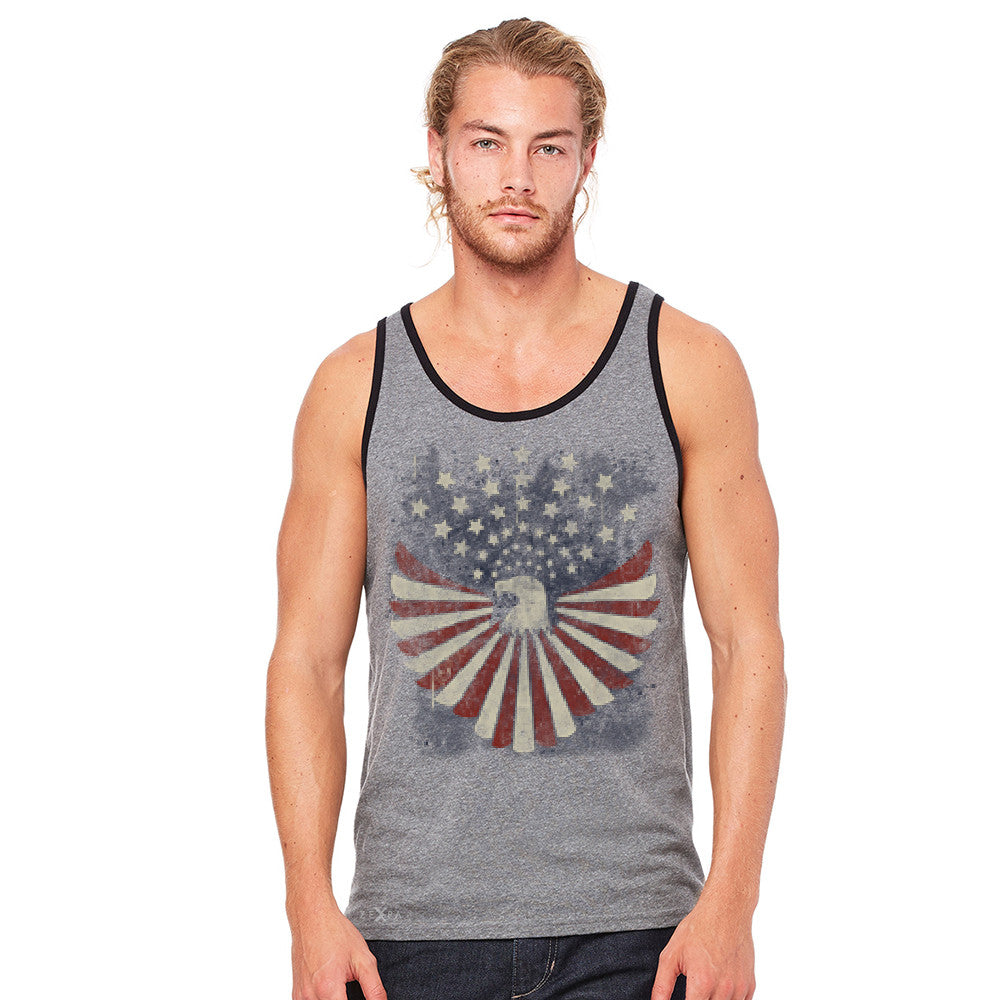 Zexpa Apparel™ American Bald Eagle USA Vintage Flag Men's Jersey Tank Patriotic Sleeveless - Zexpa Apparel Halloween Christmas Shirts