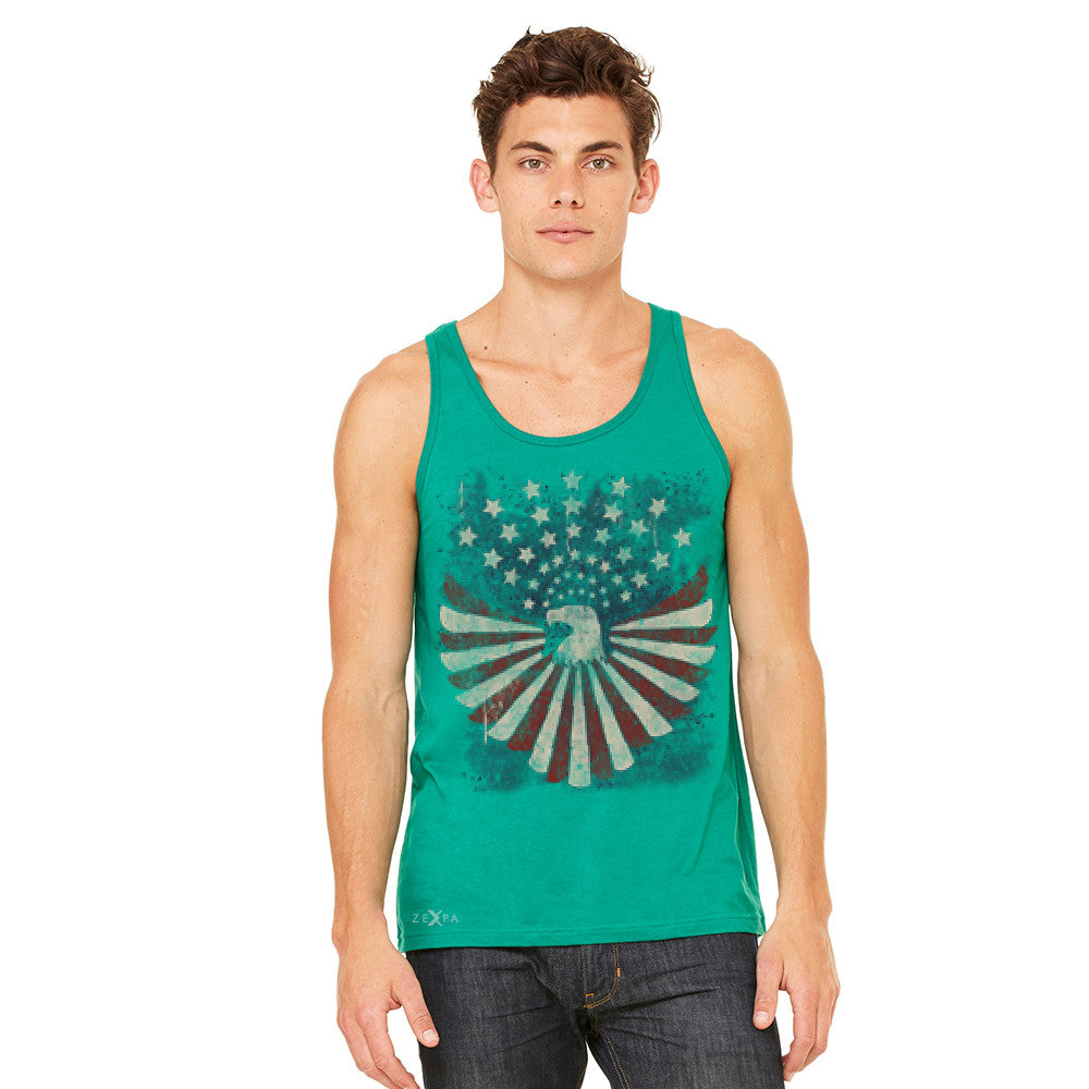 Zexpa Apparel™ American Bald Eagle USA Vintage Flag Men's Jersey Tank Patriotic Sleeveless - Zexpa Apparel Halloween Christmas Shirts