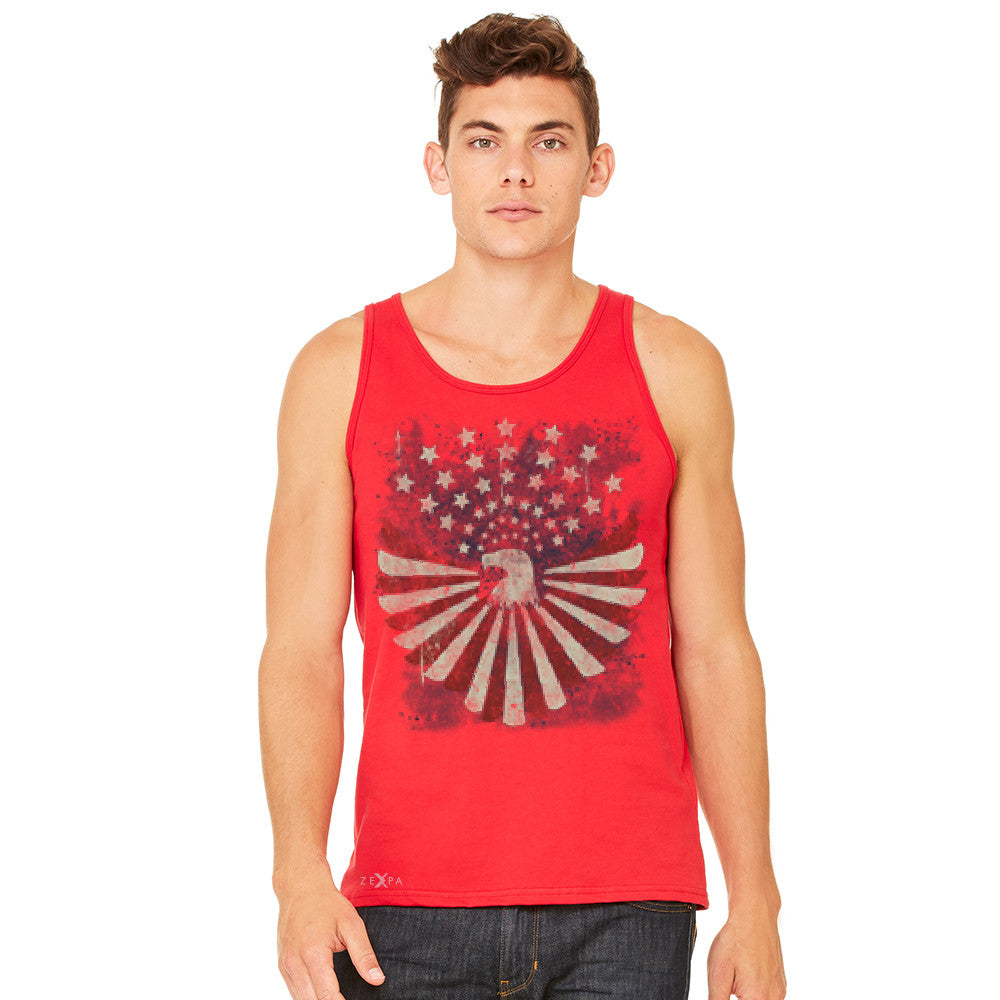 Zexpa Apparel™ American Bald Eagle USA Vintage Flag Men's Jersey Tank Patriotic Sleeveless - Zexpa Apparel Halloween Christmas Shirts