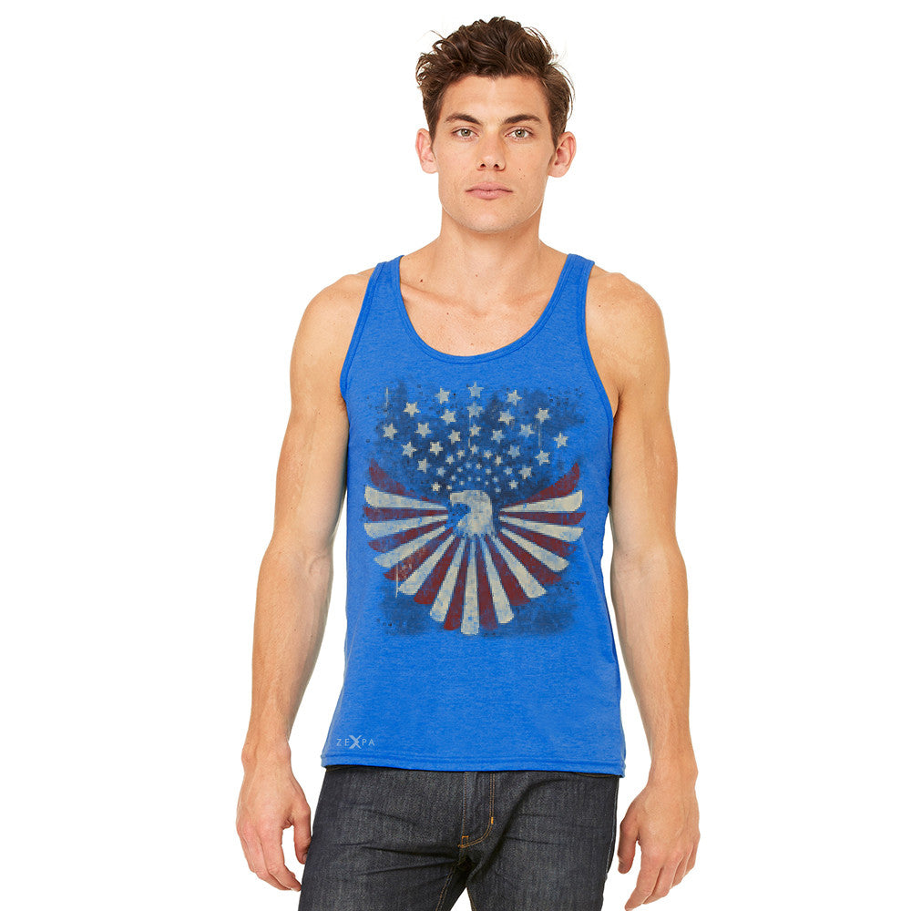 Zexpa Apparel™ American Bald Eagle USA Vintage Flag Men's Jersey Tank Patriotic Sleeveless - Zexpa Apparel Halloween Christmas Shirts