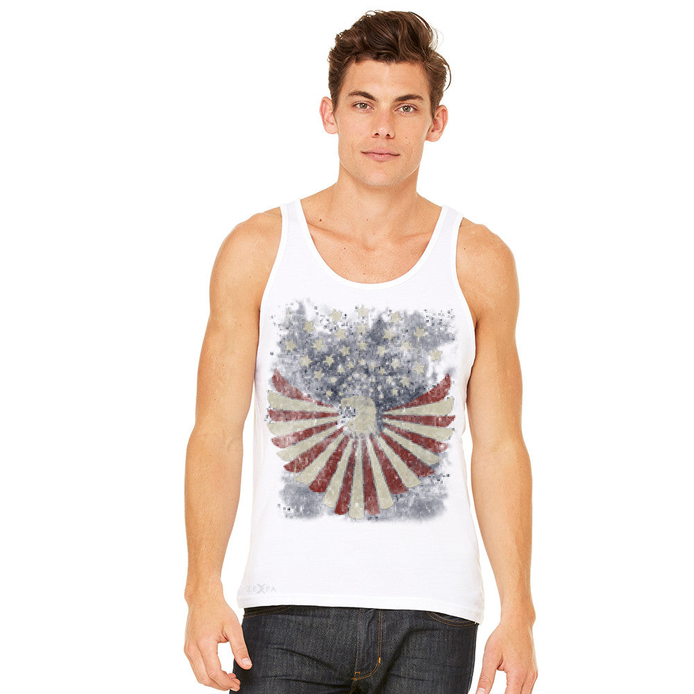 Zexpa Apparel™ American Bald Eagle USA Vintage Flag Men's Jersey Tank Patriotic Sleeveless - Zexpa Apparel Halloween Christmas Shirts