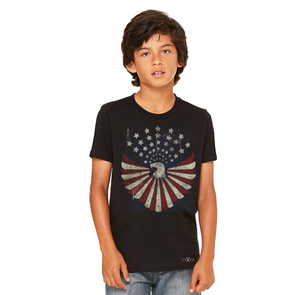 American Bald Eagle USA Vintage Flag Youth T-shirt Patriotic Tee - Zexpa Apparel Halloween Christmas Shirts