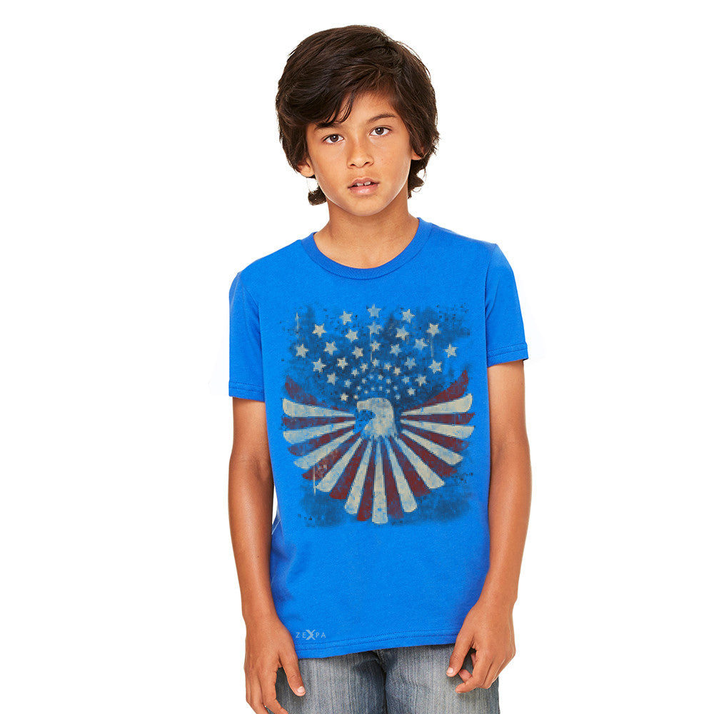American Bald Eagle USA Vintage Flag Youth T-shirt Patriotic Tee - Zexpa Apparel Halloween Christmas Shirts