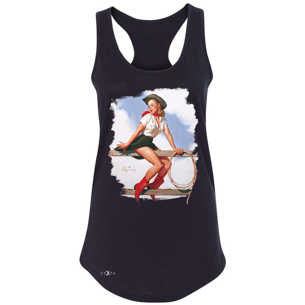 Pin-Up Cowgirl Hi Ho Silver Women's Racerback Cool Western Pin Up Sleeveless - Zexpa Apparel - 1