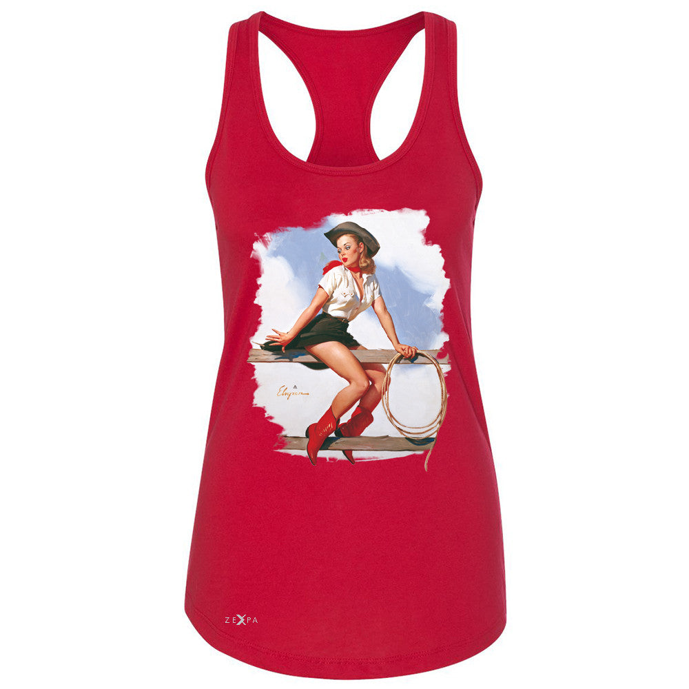Pin-Up Cowgirl Hi Ho Silver Women's Racerback Cool Western Pin Up Sleeveless - Zexpa Apparel - 3