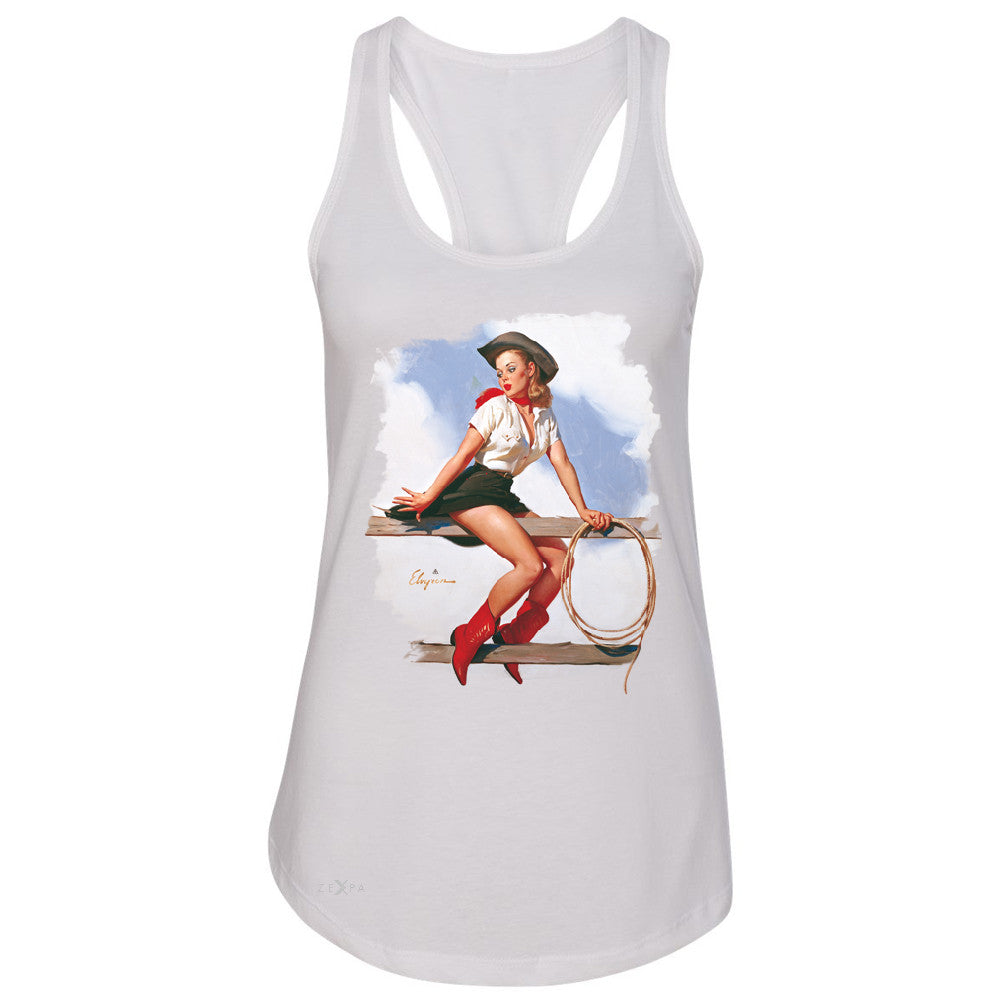 Pin-Up Cowgirl Hi Ho Silver Women's Racerback Cool Western Pin Up Sleeveless - Zexpa Apparel - 4