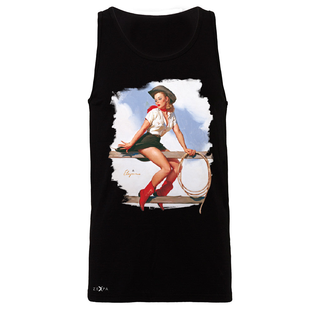 Pin-Up Cowgirl Hi Ho Silver Men's Jersey Tank Cool Western Pin Up Sleeveless - Zexpa Apparel - 1